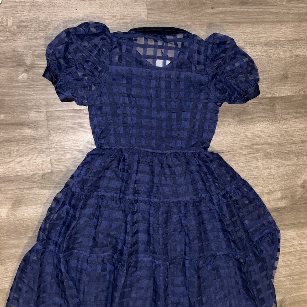 English factory Organza short sleeve button front midi dress - Picture 10 of 11